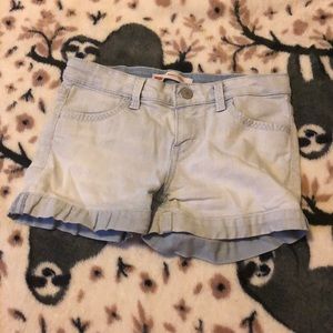 light blue jean shorts
